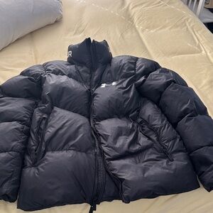 Under Armour Black Quilted Down Coat with Logo